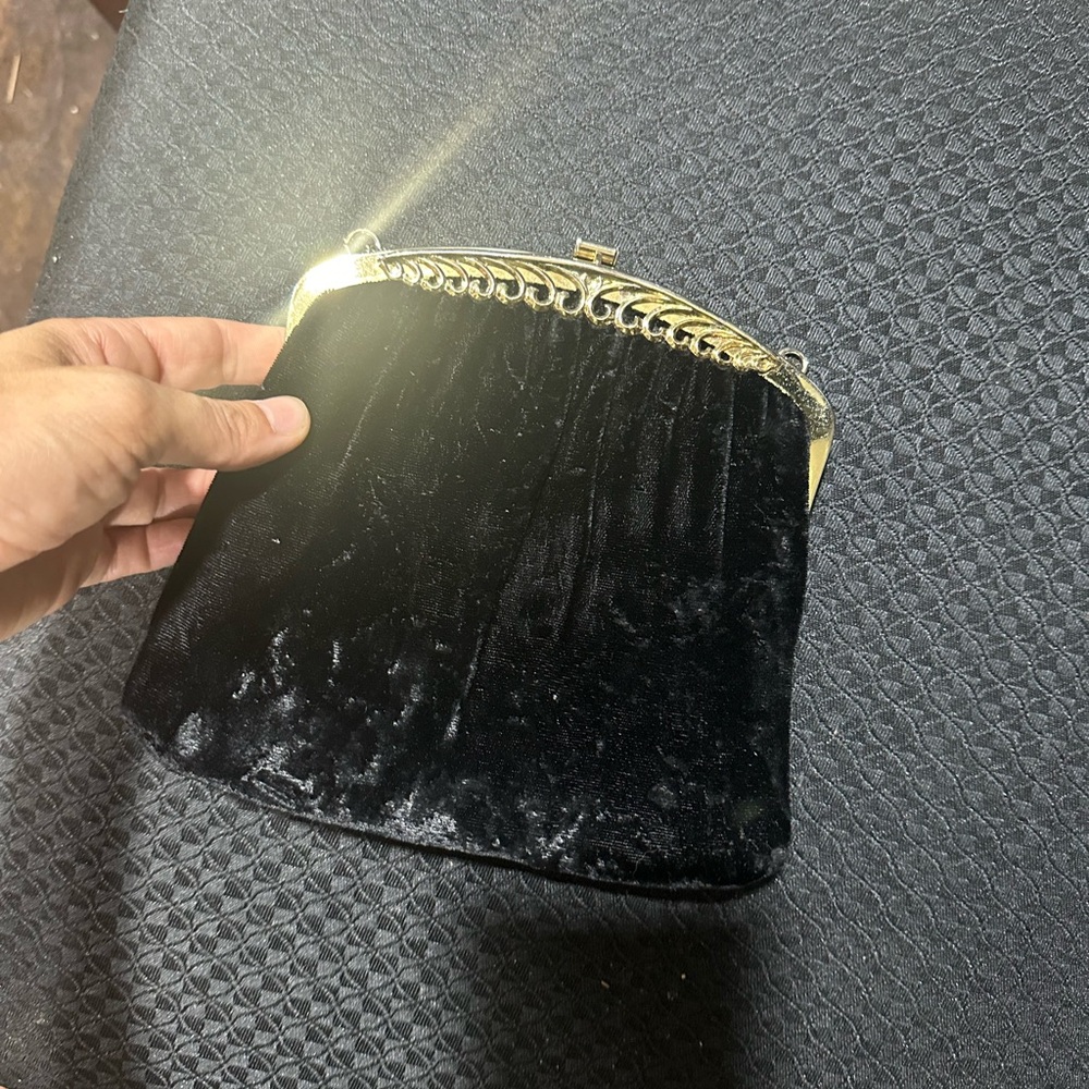 Elegant Black Velvet Clutch vintage